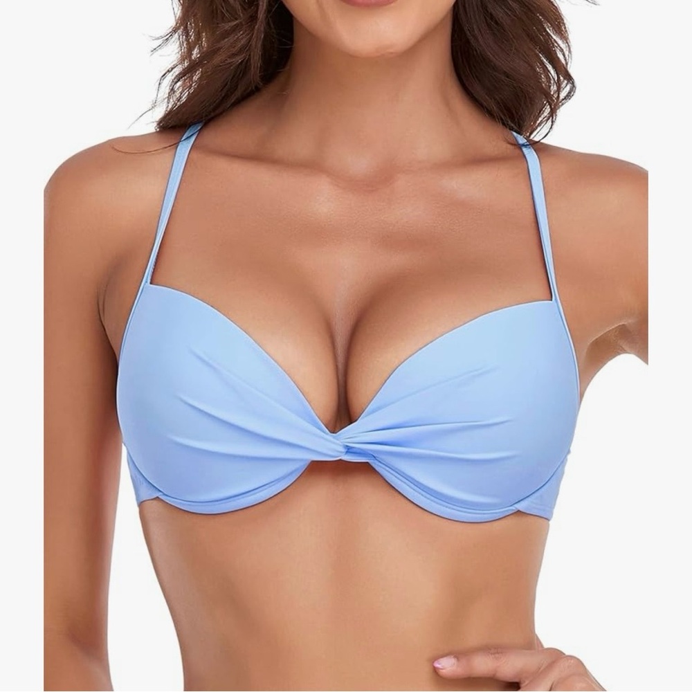 Relleciga Bikini Top Women’s 3XL Padded Push Up Twist Front Strappy NWT